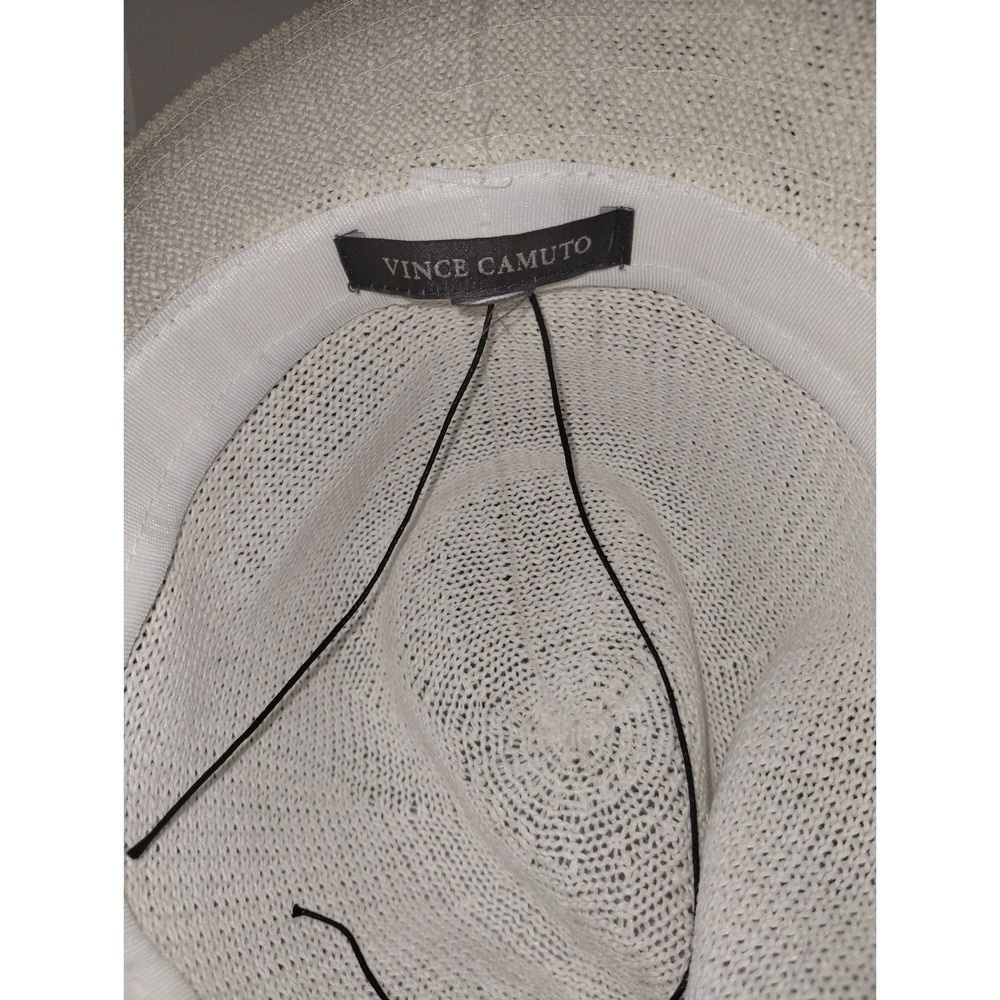 White straw adjustable Vince Camuto hat with brown string accent - Picture 5 of 6